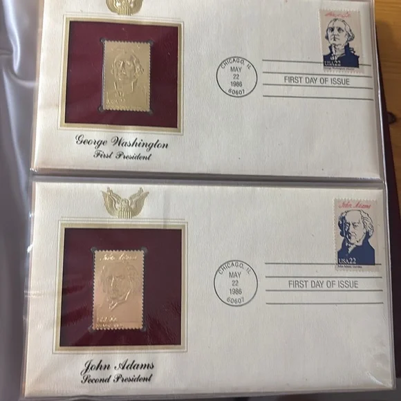 Vintage Golden Replicas of 1986 US Presidents Stamps Album - Picture 8 of 9